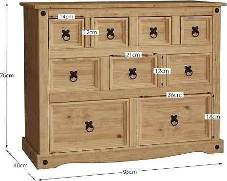 Koopkast met 9 laden | massief grenen | GRATIS LEVERING, Minder dan 50 cm, VIDA DESIGNS, -, Verzenden