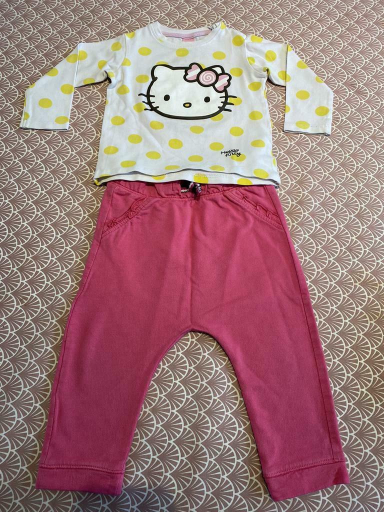 Set Longsleeve Hello Kitty en Joggingbroek, beide maat 80, Kinderen en Baby's, Babykleding | Maat 80, Gebruikt, C&A, Meisje, Ophalen of Verzenden