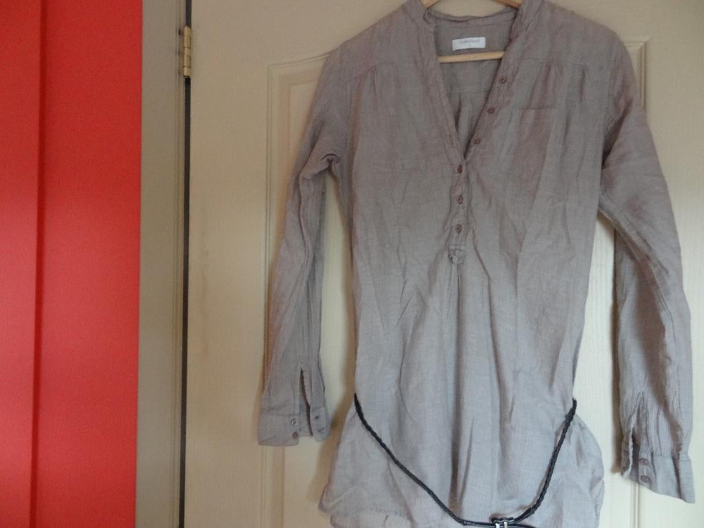 lange gestreepte bloes sutherland + riem S, Kleding | Dames, Sutherland, Ophalen of Verzenden, Zo goed als nieuw, Maat 36 (S)