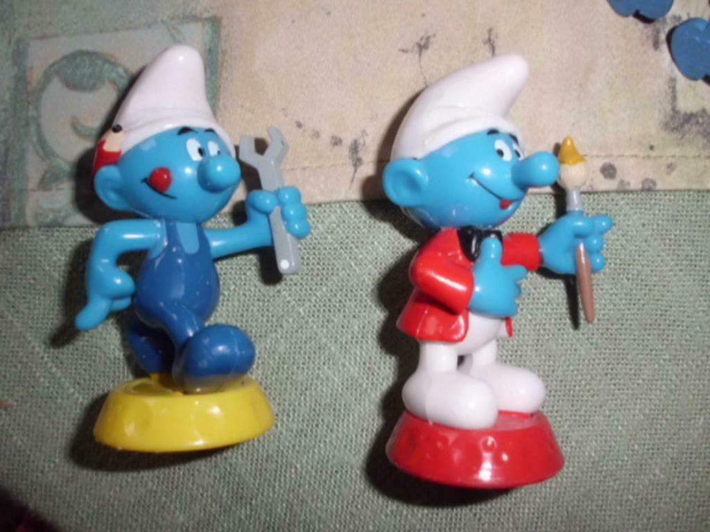 2 SMURFEN / SMURF op sokkel +/_ 8cm, Ophalen of Verzenden, Nieuw, Poppetje, Figuurtje of Knuffel