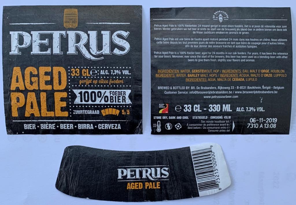 Bieretiket Petrus Aged Ale Brouwerij De Brabandere (6L3), Ophalen of Verzenden, Gebruikt