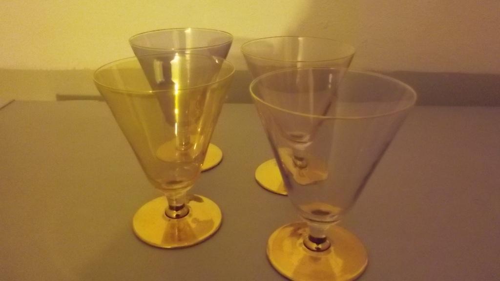 4 Vergulde Retro Champagneglazen, Ophalen of Verzenden