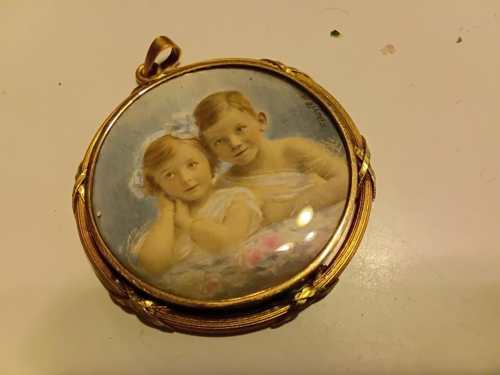 Bijou or 18k peinture F.Buyle, Enlèvement ou Envoi, Or, Or