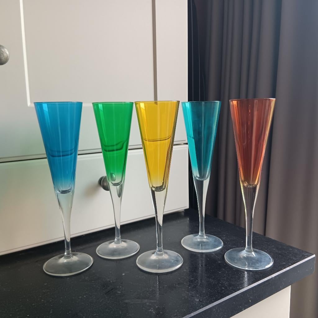 Champagne glazen, Ophalen of Verzenden, Gebruikt, Overige typen