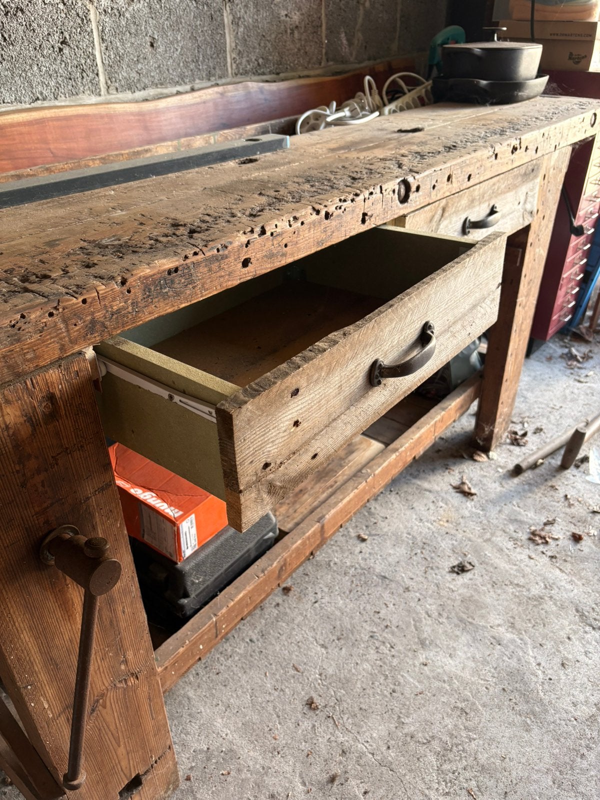 Houten Werkbank, Doe-het-zelf en Bouw, Werkbanken, Ophalen, Gebruikt, Bankschroef