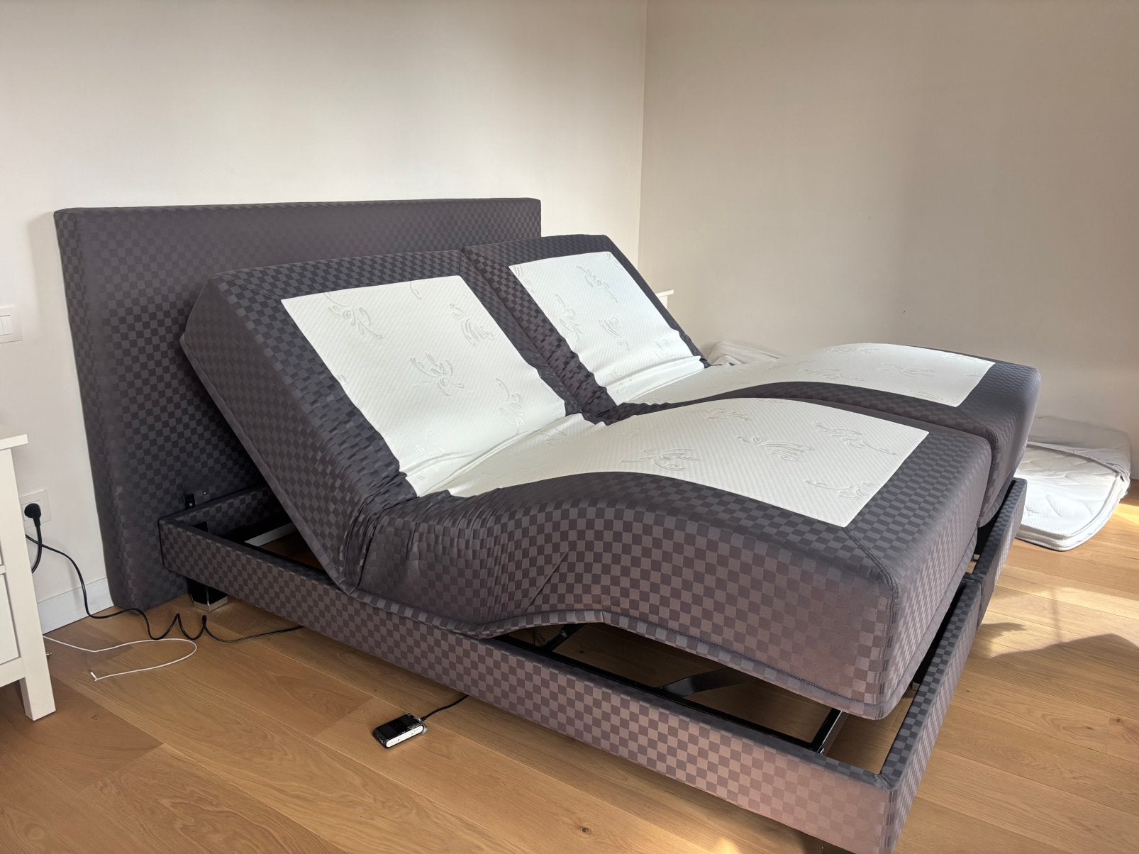 Elektrische Swiss Sense boxspring 180x200 – volledig werkend, Gris, Enlèvement, Utilisé, 180 cm