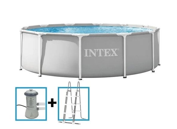 Intex zwembad + warmtepomp + zoutwaterinstallatie + toebeh., Tuin en Terras, Ophalen, 80 tot 120 cm, Rond, 300 cm of meer