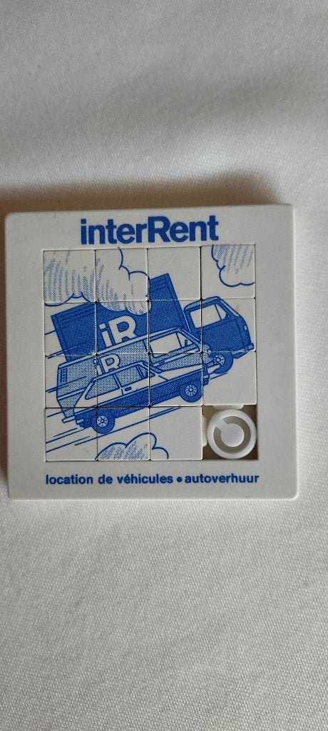oude schuifpuzzel van Interrent autoverhuur, Collections, Marques & Objets publicitaires, Comme neuf, Panneau publicitaire, Envoi