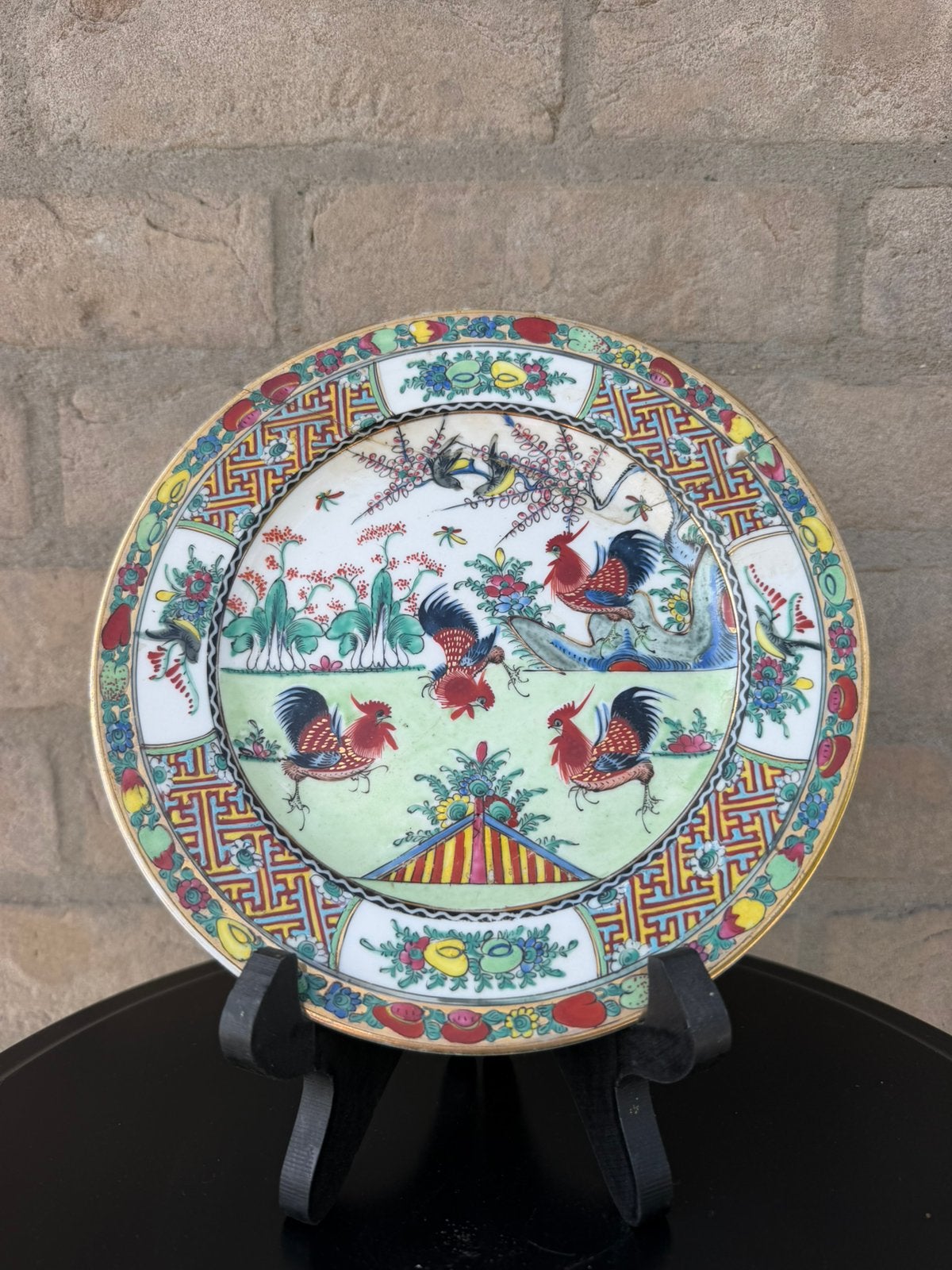 Japans porseleinen bord – kleurrijk decor vogels & bloemen, Enlèvement