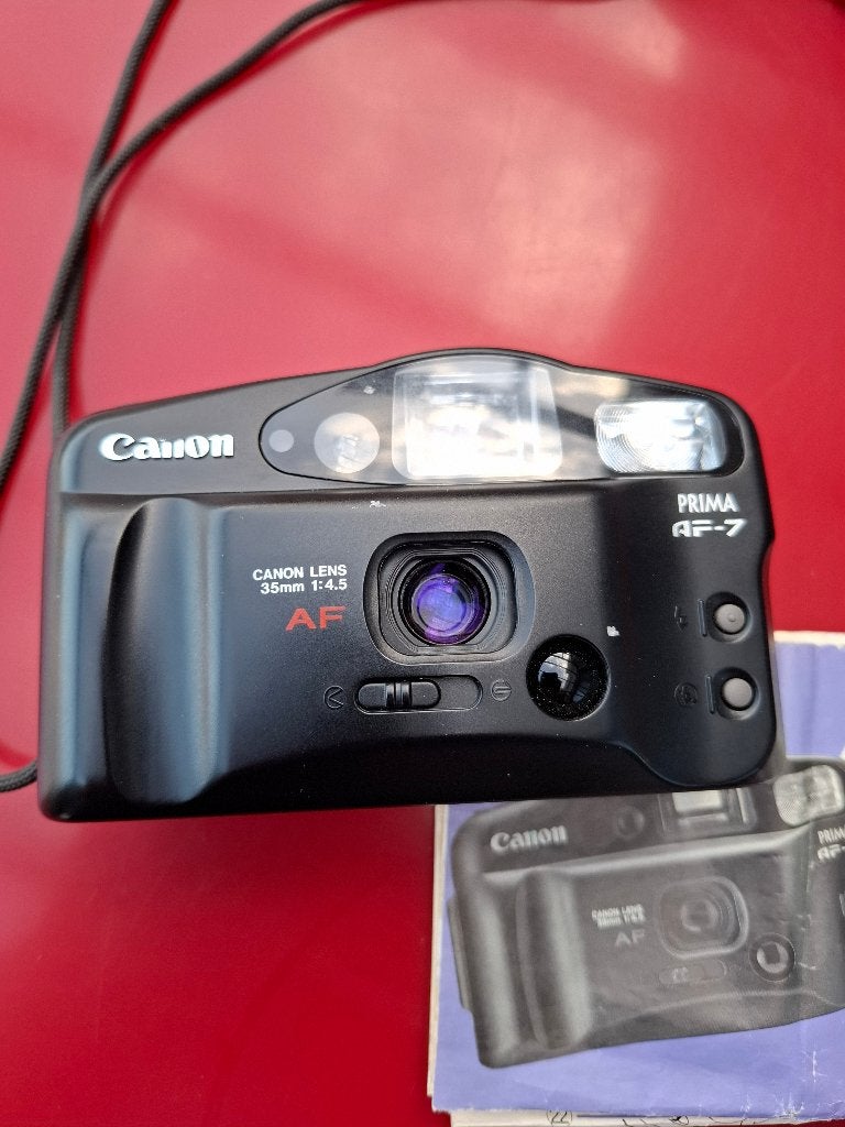 Canon Prima AF-7 filmcamera IN NIEUWSTAAT + Lederen etui, TV, Hi-fi & Vidéo, Enlèvement ou Envoi, Comme neuf, Compact, Canon