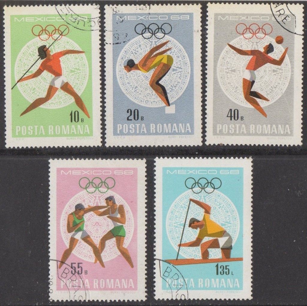 Roemenië - O.S. Mexico '68, Postzegels en Munten, Postzegels | Europa | Overig, Ophalen of Verzenden, Gestempeld