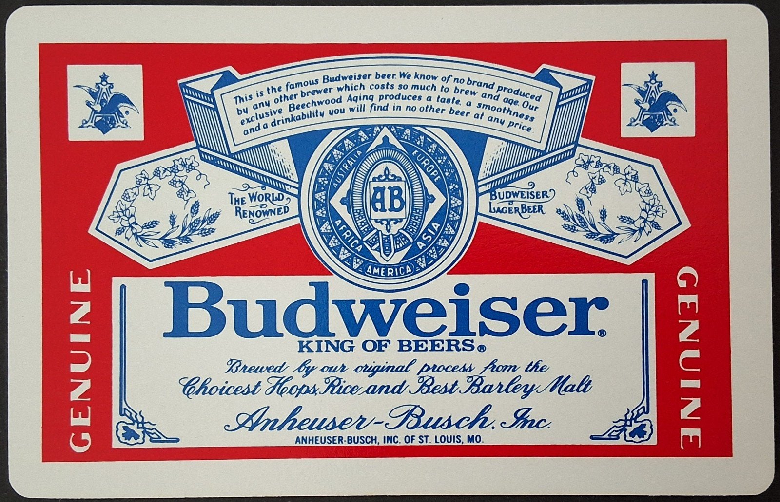1 Speelkaart  Budweiser, Verzamelen, Ophalen of Verzenden