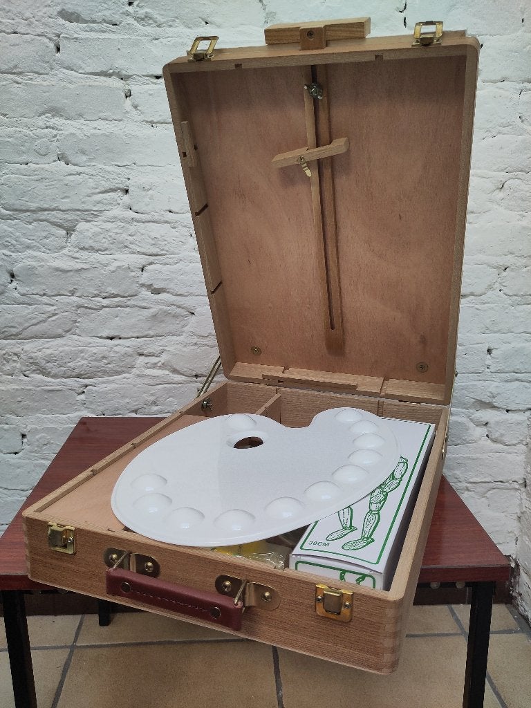 Schilderskoffer met tafelezel, hout, Hobby en Vrije tijd, Schilderen, Ophalen of Verzenden, Nieuw, Ezel