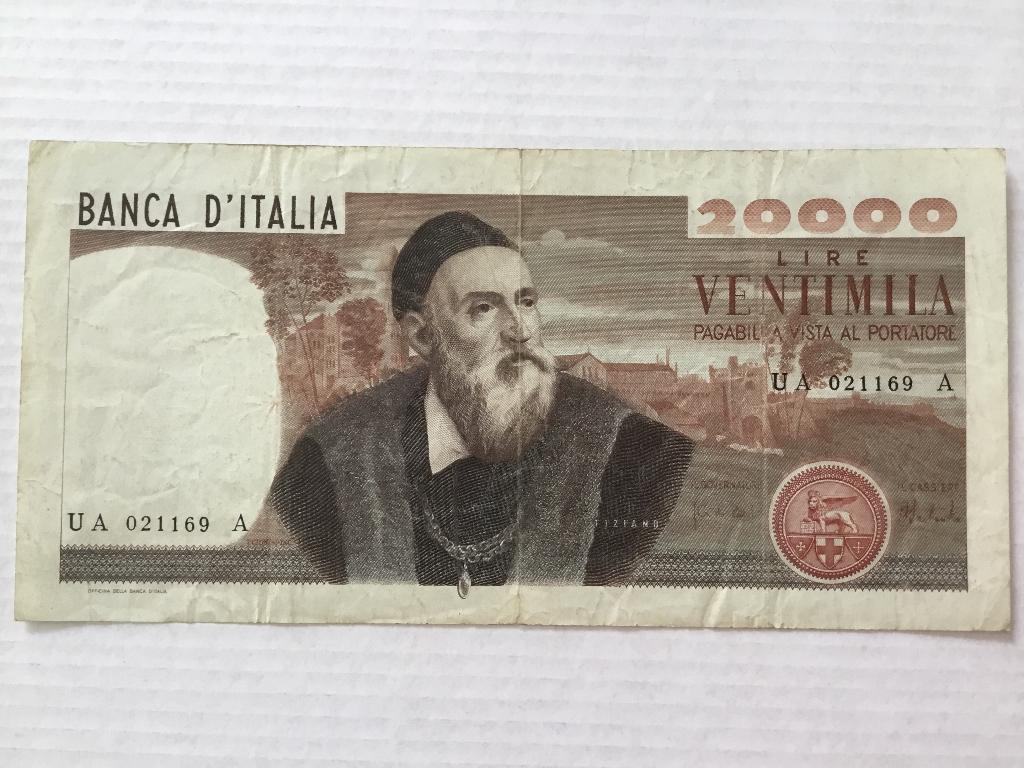 20000 lire Tiziano, Enlèvement ou Envoi, Italie