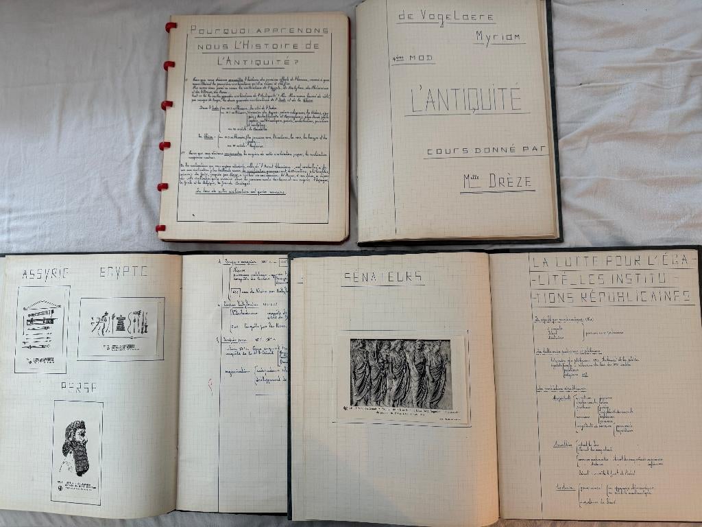 Athénée Royal d'Esneux, cahiers écolier, années 60, lot de 4, Antiquités & Art, Envoi