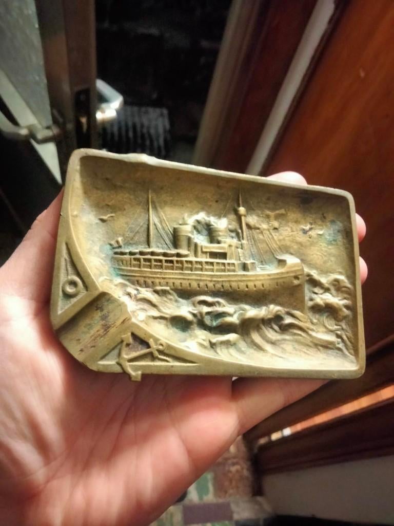 Art deco asbak boot maritiem ocean liner, Verzamelen, Scheepvaart, Gebruikt, Gebruiksvoorwerp, Ophalen of Verzenden