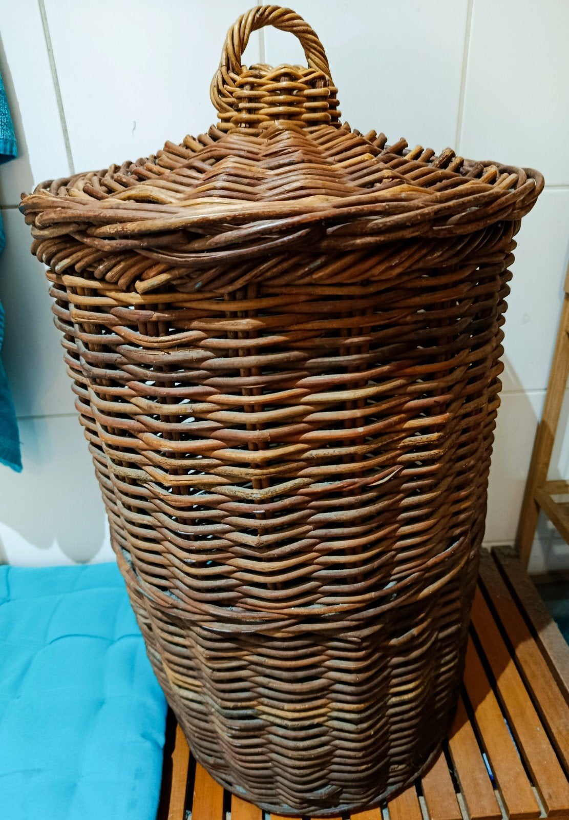 Beau et grand panier tressé, Osier, Comme neuf, Panier, Autres formes