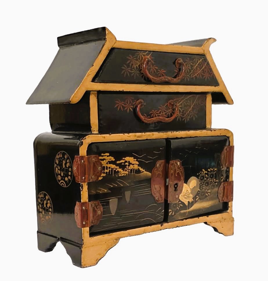 Petit meuble japonais peint à la main., Antiquités & Art, Enlèvement ou Envoi