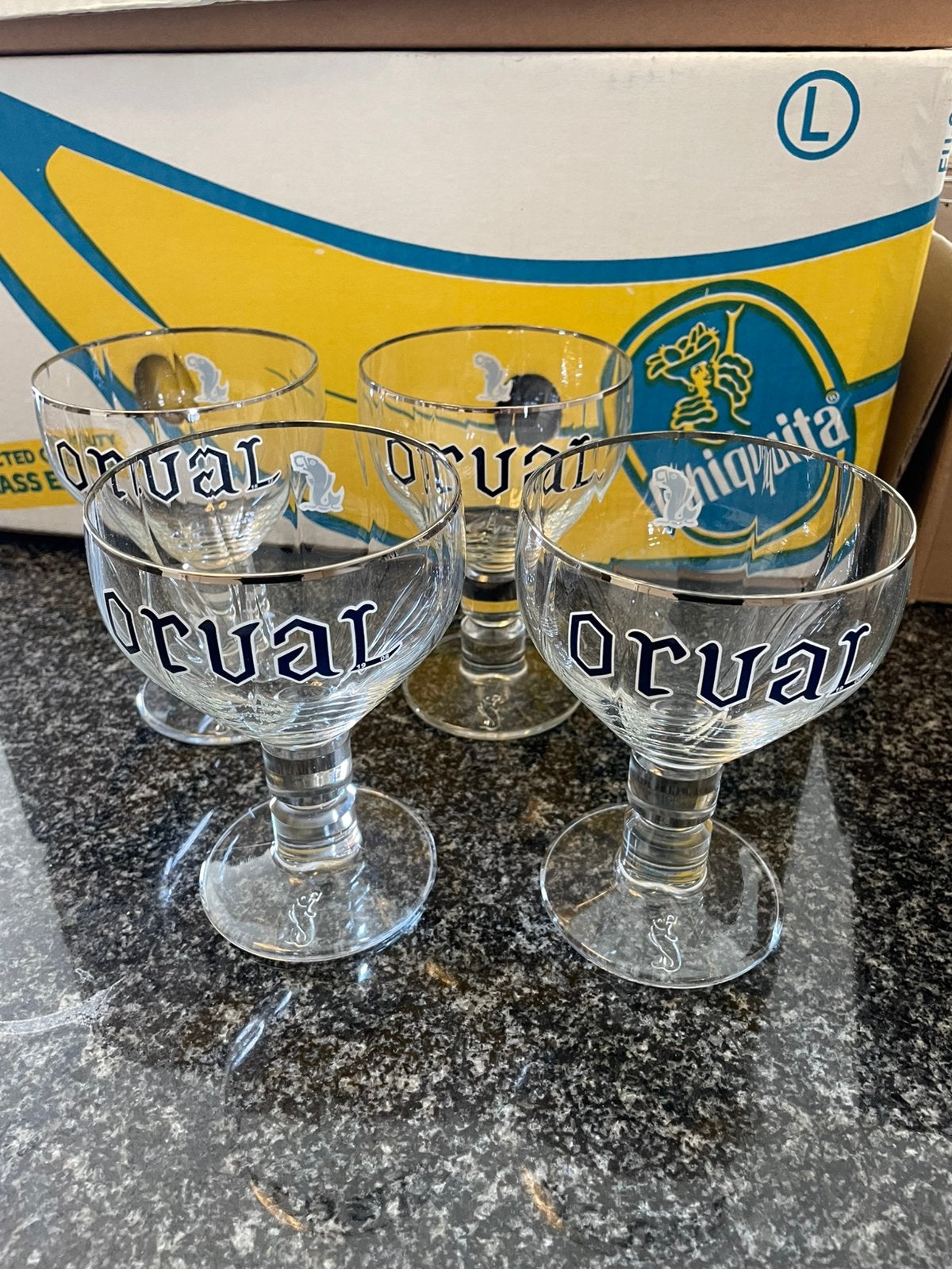 4 verres Orval, Collections, Enlèvement ou Envoi, Comme neuf, Verre à bière