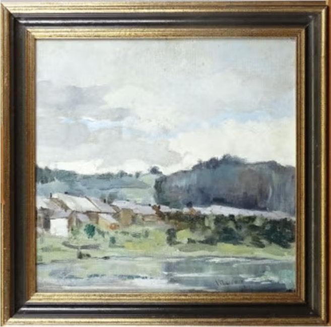 Huile sur panneau village signe Albert mascaux, Antiquités & Art, Art | Peinture | Classique, Enlèvement ou Envoi, Panneau