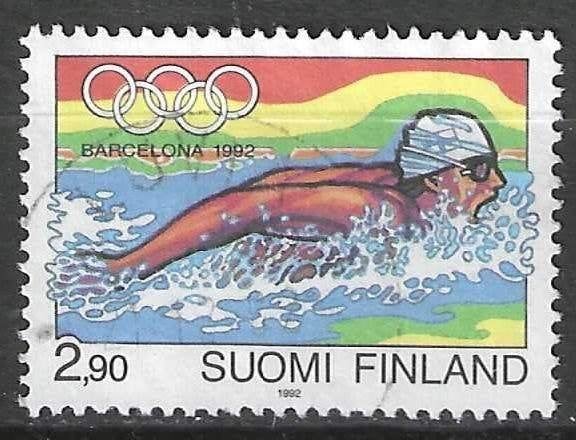 Finlande 1992 - Yvert 1128 - Natation - Barcelone (ST), Timbres & Monnaies, Timbres | Europe | Scandinavie, Envoi, Finlande, Affranchi
