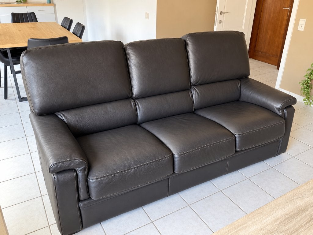 3 places + 2 places en cuir avec fauteuil inclinable, Enlèvement, Comme neuf, Cuir, Hedendaags en tijdloos