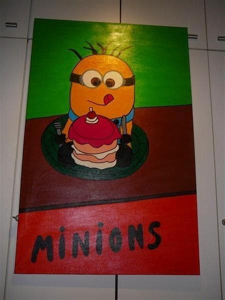 Grote Minion op doek geschilderd, Enlèvement