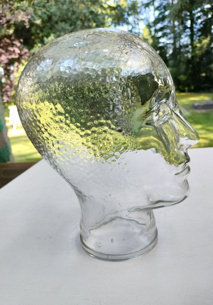 Mooi doorzichtig glazen hoofd uit de jaren 60-70. H.25cm., Antiek en Kunst, Ophalen of Verzenden