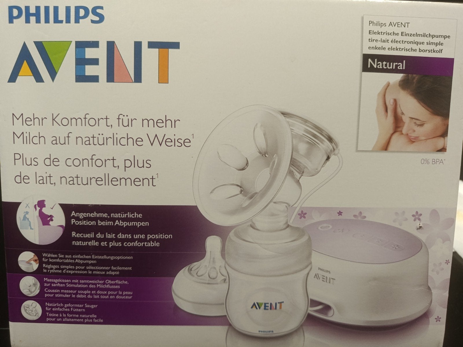 Elektrische of batterijgevoede borstkolf, Borstkolf, Zo goed als nieuw, Inclusief flessen, Philips Avent