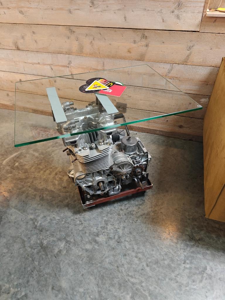 tafel op motorblok, Ophalen, Gebruikt, Glas