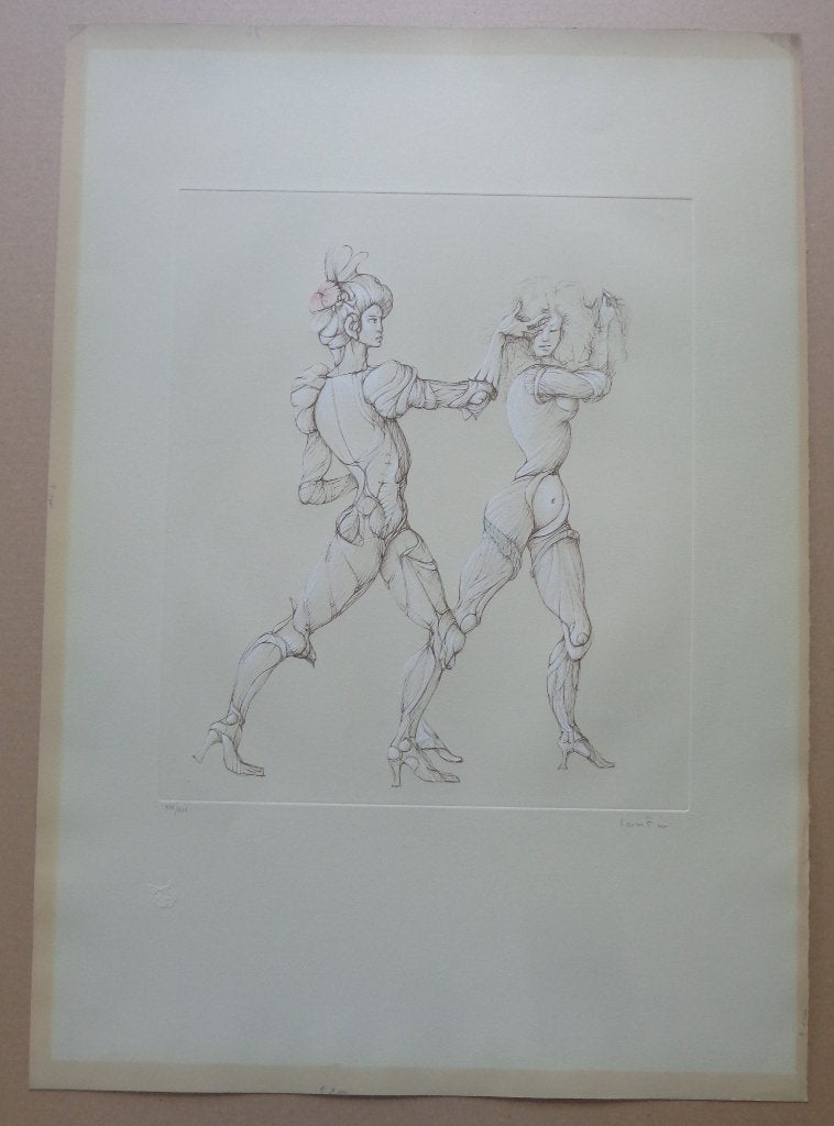 LEONOR FINI / KOPPEL FIGUREN / KLEURLITHO / 75x53cm / SIG, Gelimiteerde oplage, Ophalen of Verzenden, Personages en Fantasiefiguren