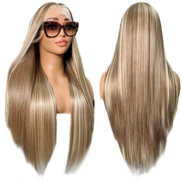Lace pruik lang steil haar zonder pony in blondmix model Sta, Enlèvement ou Envoi, Neuf