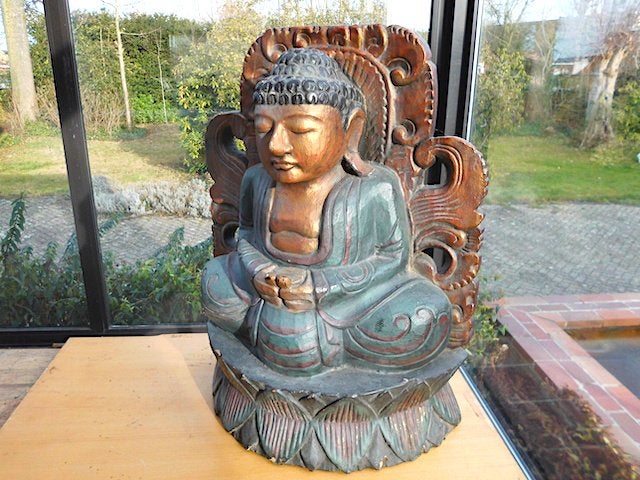 Statue de Bouddha ancienne en bois, Enlèvement ou Envoi, Bois, Fait à la main