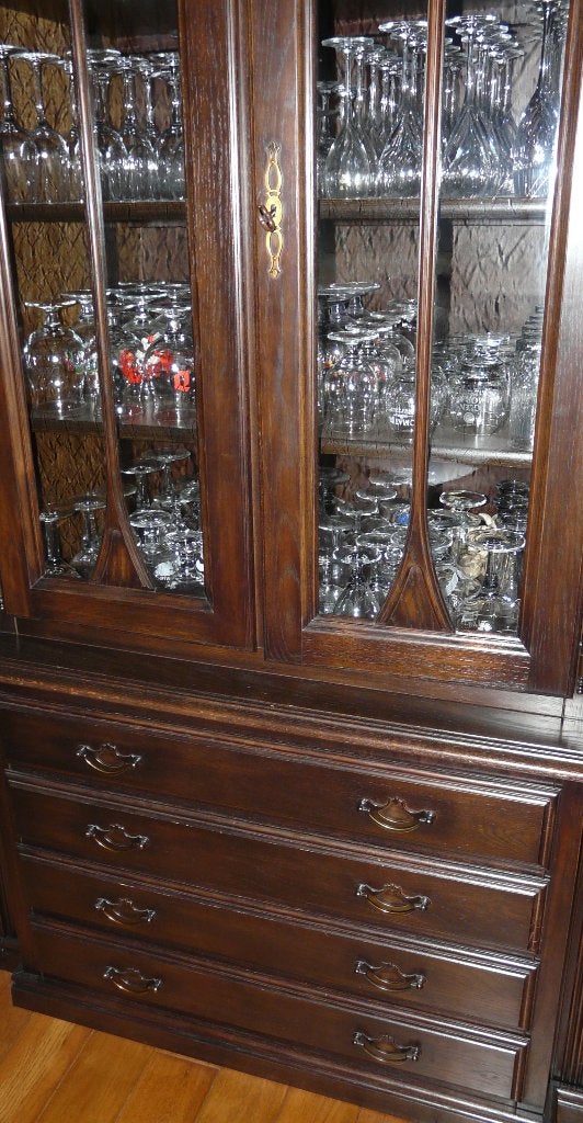 Vitrine, Huis en Inrichting, Ophalen, Gebruikt, Eikenhout, Met lade(s)