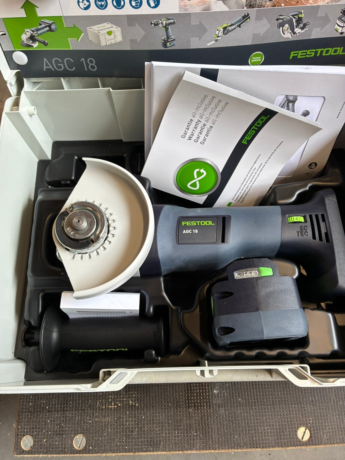 Festool haakse slijper, Ophalen, Nieuw