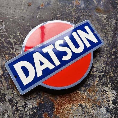 Emaille Reclamebord DATSUN Nissan Garage Dealer Vintage Bord, Verzenden, Gebruikt, Reclamebord