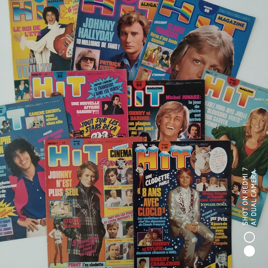 HIT magazine lot de 9 - Noel 1976 - 09/1977., Livres, Enlèvement ou Envoi, Utilisé, Musique, Cinéma ou TV