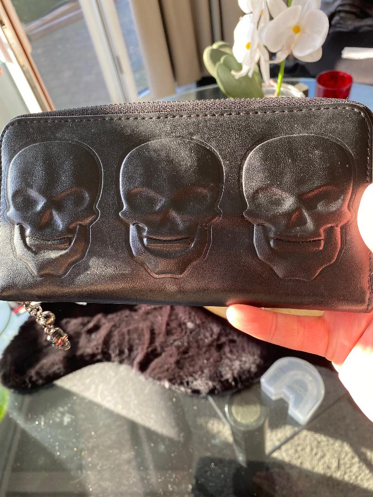 Dames portemonnee met skulls, Ophalen, Nieuw, Zwart, Leder