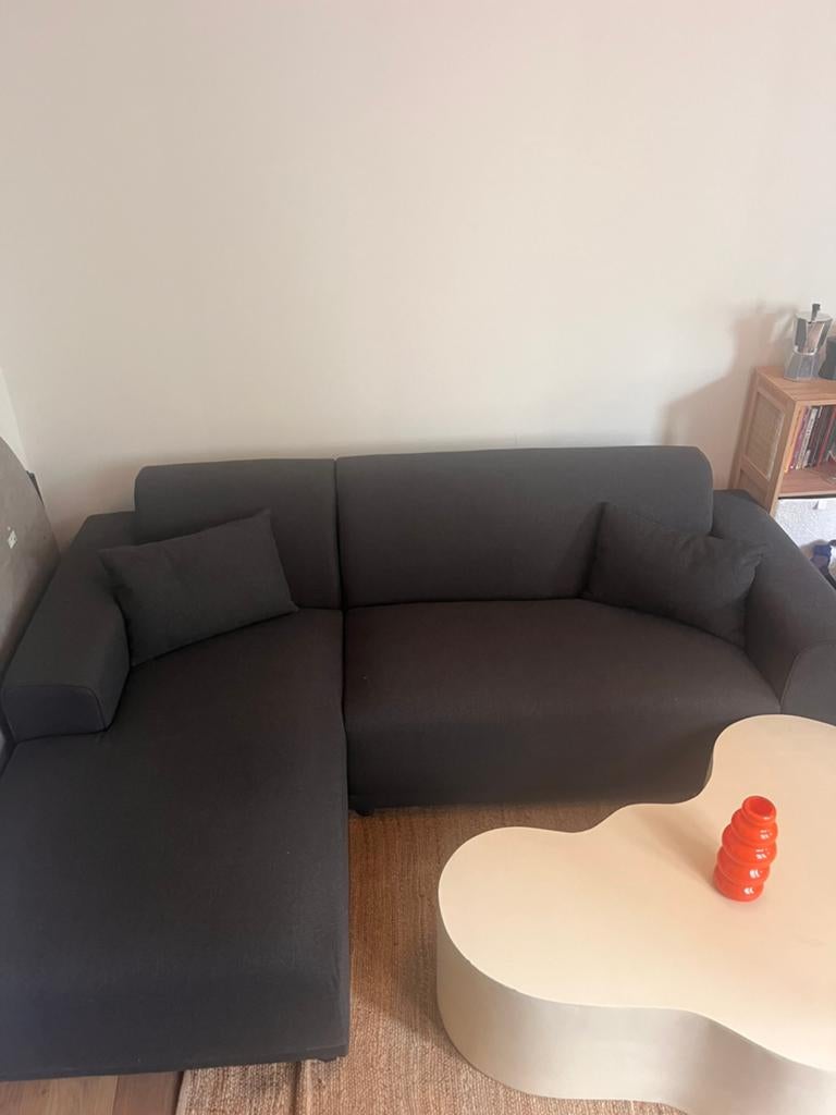 Zetel woonkamer donker grijs met 2 kussens, Ophalen, Zo goed als nieuw