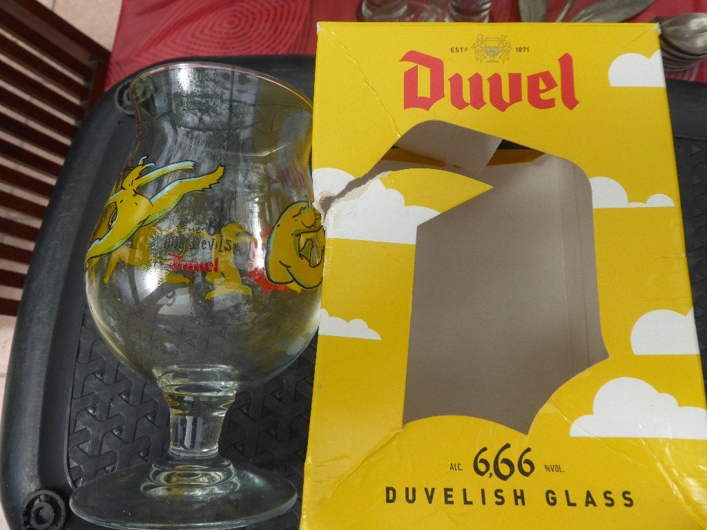 Duvel glas  the 6 hop duvel, Ophalen of Verzenden, Gebruikt, Glas of Glazen, Duvel