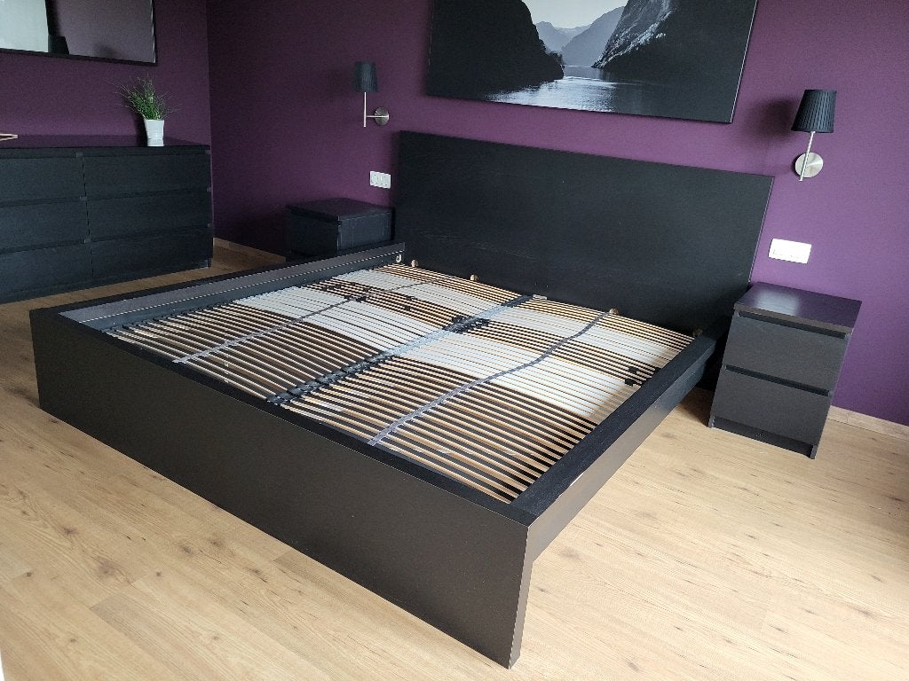 Tweepersoonsbed Ikea Malm + lattenbodems, Maison & Meubles, Chambre à coucher | Lits, Enlèvement, Utilisé, 180 cm, 200 cm