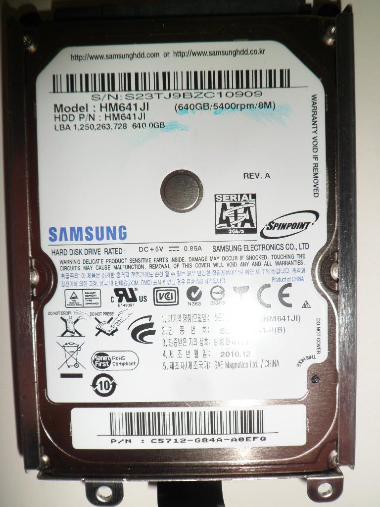 Disque dur Samsung 640 Go, 8 Mo, 2,5  5400 tr/min, HM641JI, Enlèvement, Laptop, SATA