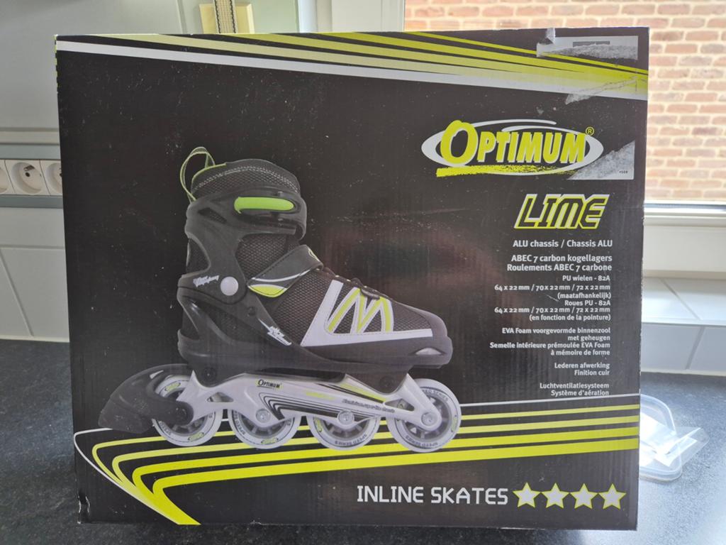 Inline skates optimum inclusief bescherming maat 34-37, Sport en Fitness, Ophalen