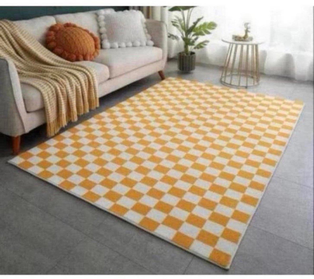 Geel geblokt tapijt vloerkleed blokken 200x140 gele wit blok, Ophalen of Verzenden