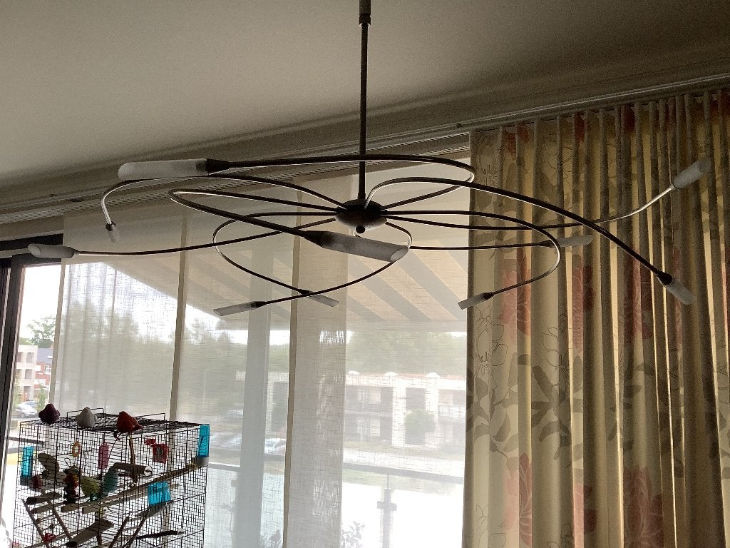 Volledige eetkamer en glazen kast, Ophalen, Gebruikt, 100 tot 150 cm, Glas