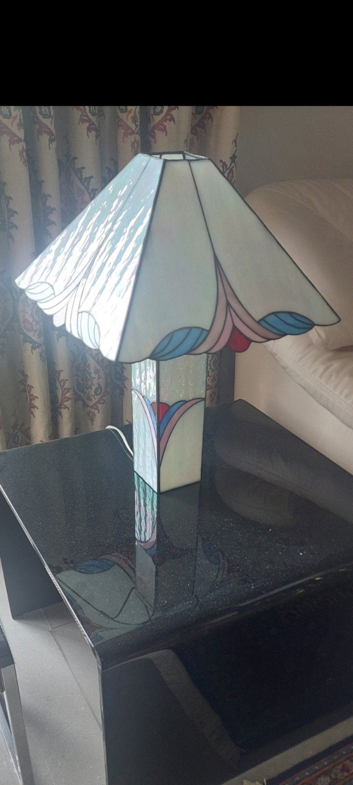 2 tafellampen glas geblazen door  Marcel Vlamynck, Huis en Inrichting, Blauw, Ophalen, Zo goed als nieuw, Glas