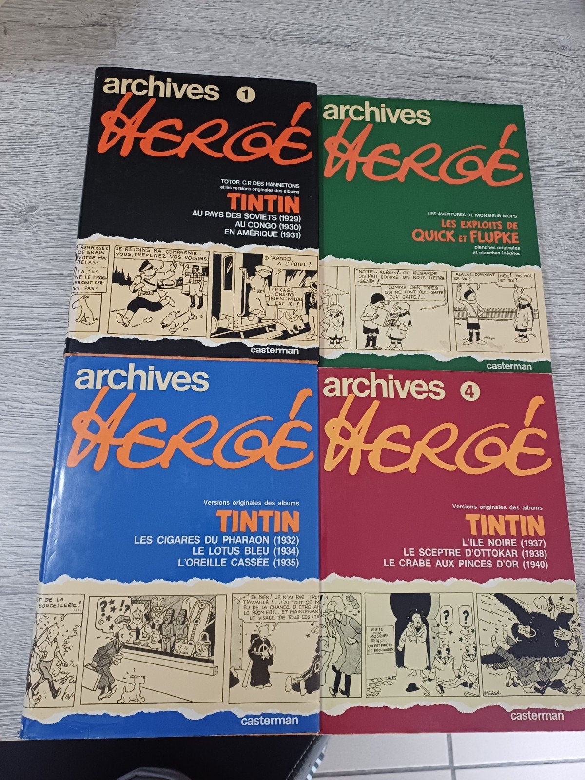 Bd Archives Hergé 1 à 4 complet, Livres, BD, Série complète ou Série, Enlèvement ou Envoi, Comme neuf, Hergé.