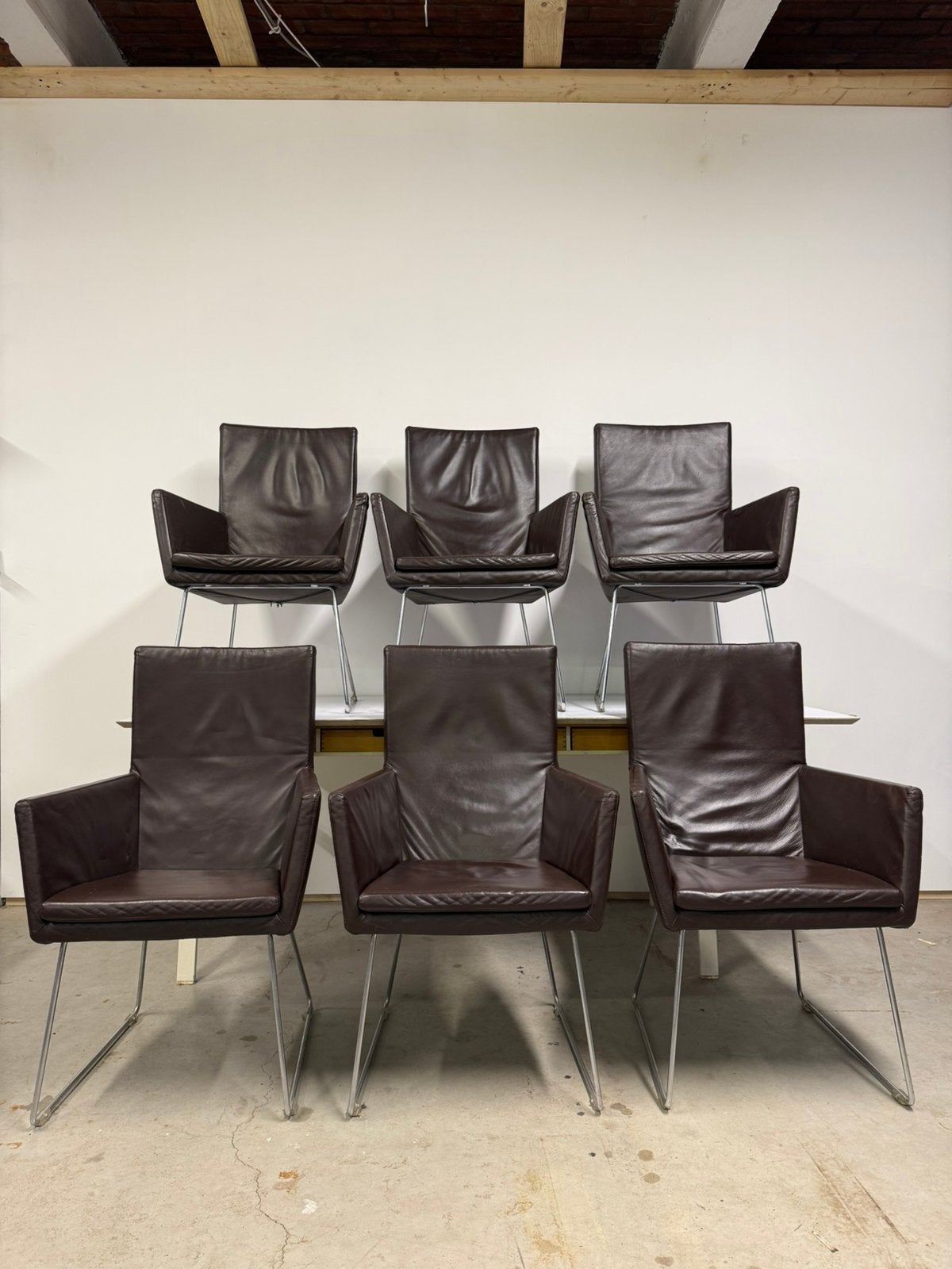 Zes label van den berg stoelen, Ophalen, Zo goed als nieuw, Bruin