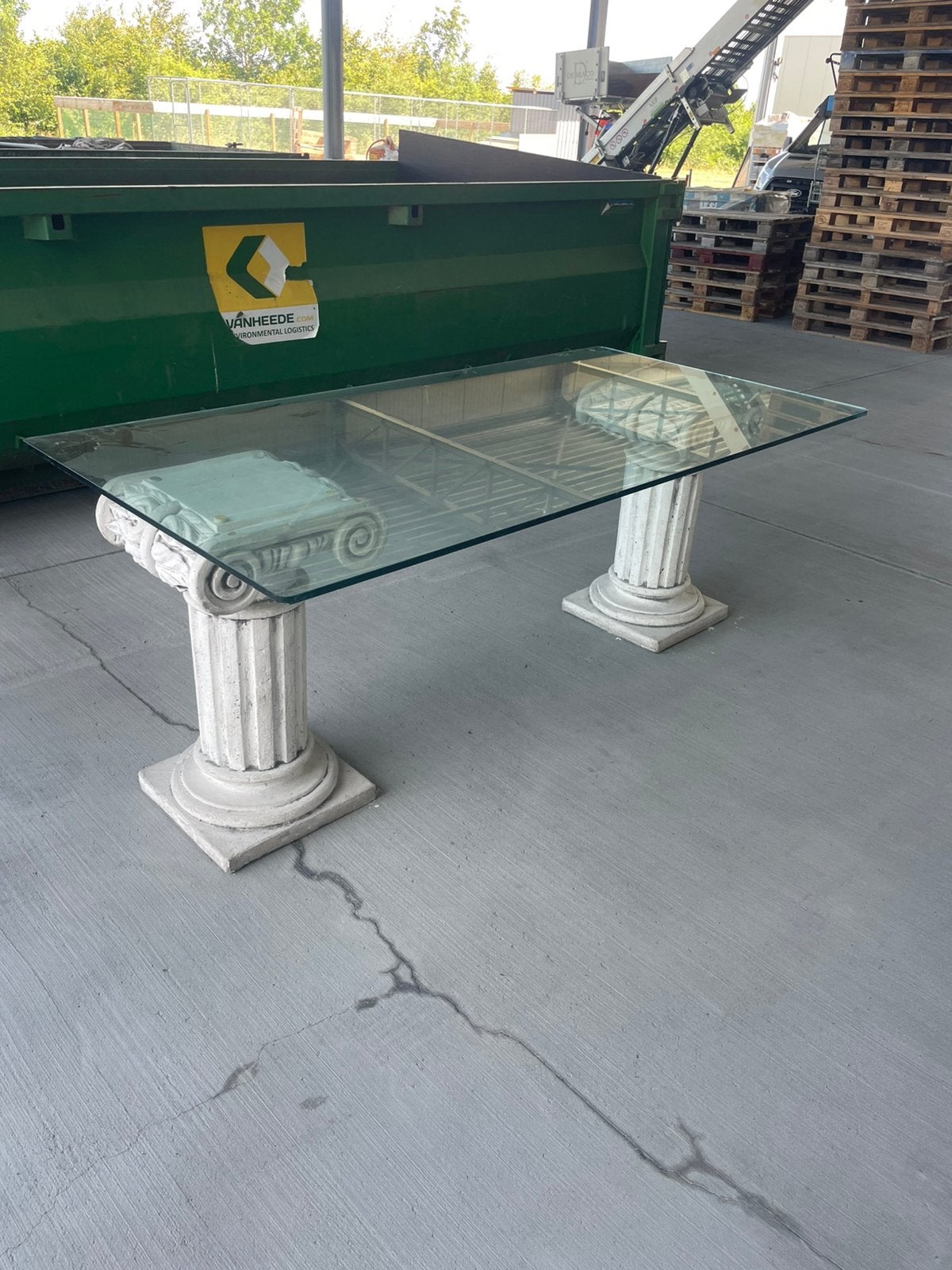 Tafel 1000 x 2000 met griekse zuilen., Ophalen, Gebruikt
