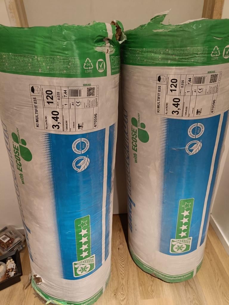 'Knauf Rotswol Naturoll 035 | 120mm | 6200x1200mm, Doe-het-zelf en Bouw, Isolatie en Afdichting, 12 cm of meer, Nieuw, Steenwol